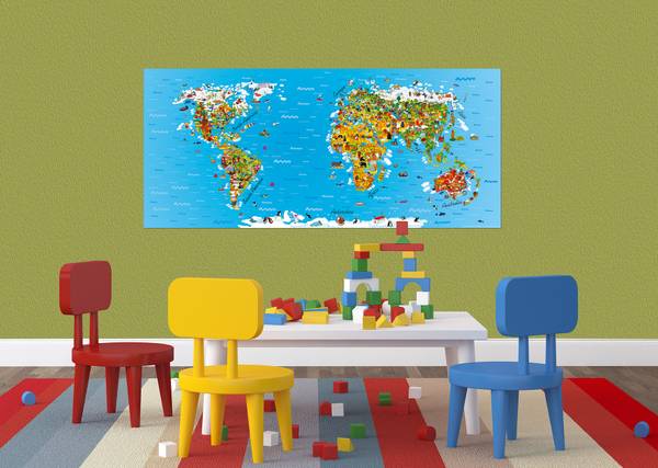 affiche carte du monde pour enfants Polaire - 202 x 90 x 90 cm