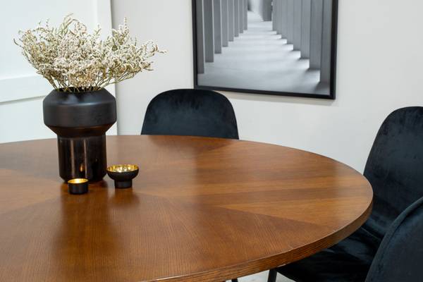 Essgruppe Copenhagen 8 Schwarz - Massivholz - 140 x 74 x 140 cm