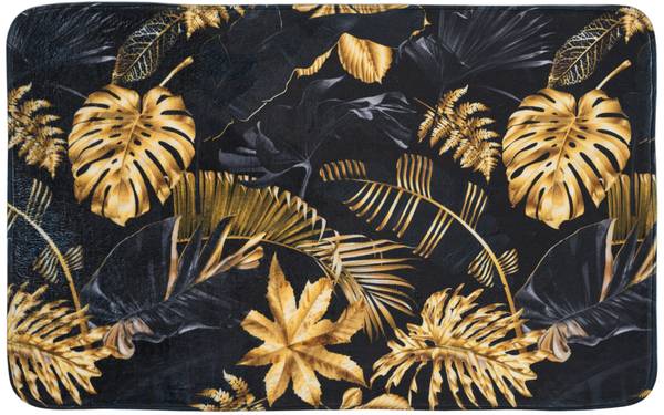 Tapis de bain Golden Leaves Doré - Textile - 70 x 2 x 110 cm