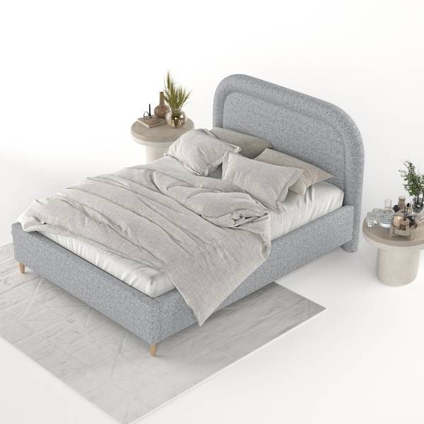 Polsterbett ZOYA mit Stauraum Stoff Riva Grau - Liegefläche Breite: 180 cm