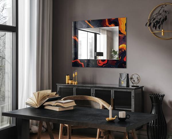 Wandspiegel Vulkanische Lava Höhe: 80 cm