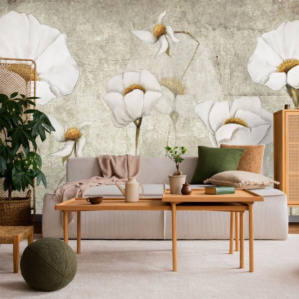 Papier Peint Fleurs Plantes Style Rétro 450 x 300 x 300 cm