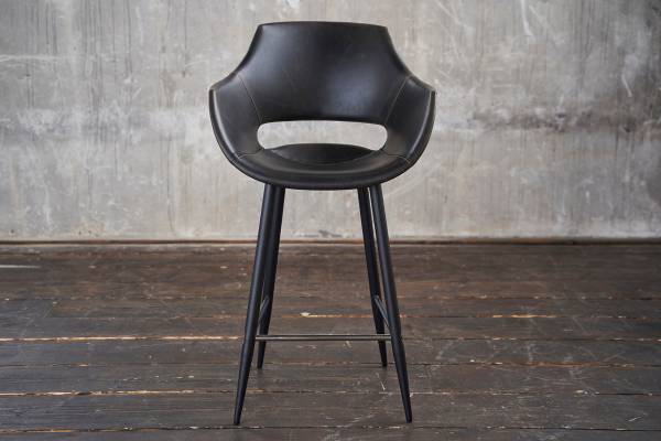 Barhocker ZAJA Barstuhl Kunstleder 76cm Schwarz - Kunstleder - 60 x 114 x 60 cm