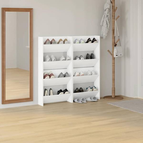 Wand-Schuhschrank 3008002-3 (4er Set) Weiß - Holzwerkstoff - 18 x 60 x 60 cm