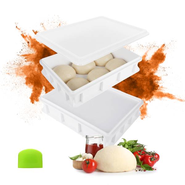 Pizzaballenbox met deksel, 2-delig groen - wit - polypropeen - 40 x 7 x 30 cm