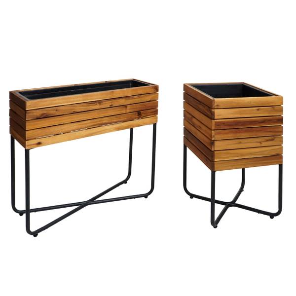 Pflanzkasten L25 (2er-Set) Braun - Akazie - 62 x 60 x 22 cm