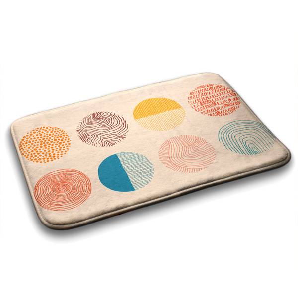 Badteppich Kreise Linien Beige - Textil - 90 x 60 x 90 cm