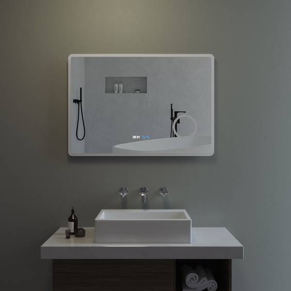 LED BadSpiegel mit 3Fach-Vergrößerung Silber - Glas - 100 x 70 x 5 cm