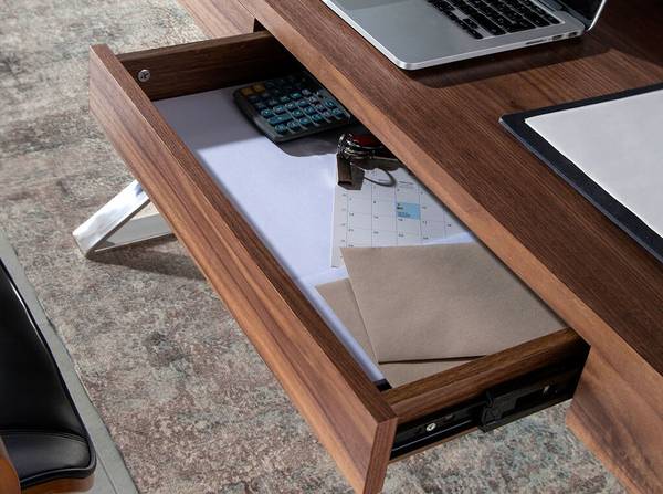 Bürotisch 3015 Braun - Walnuss - Stahl - 120 x 76 x 61 cm