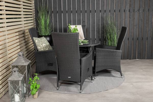 Chaise de jardin Padova lot de 2 Noir - Rotin - 62 x 102 x 67 cm