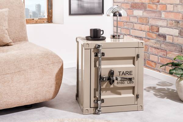 Nachttisch GLOBETROTTER mit Stauraum Beige - Grau