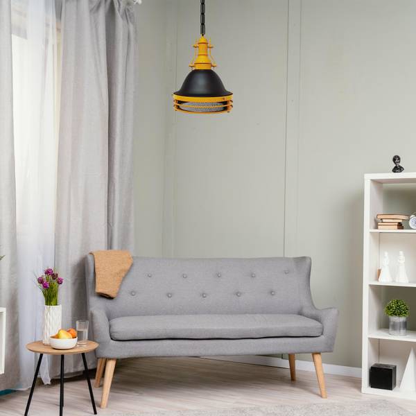 Pendelleuchte Turami Hängelampe Schwarz - Gelb