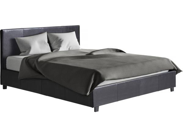 Bett carla Schwarz - Massivholz - 147 x 87 x 202 cm