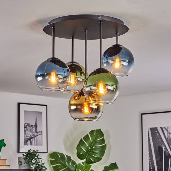 Deckenleuchte Cesaro Blau - Gold - Grün - Metall - 39 x 22 x 40 cm