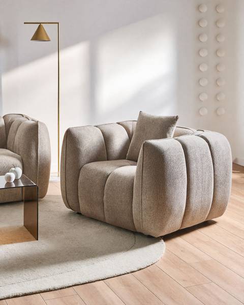 Sessel NESS Beige - Schwarz - Grau - Textil - 114 x 69 x 89 cm