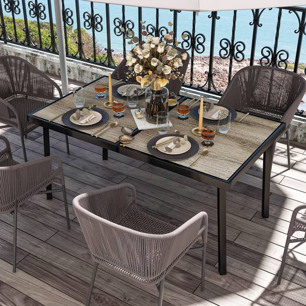 Gartentisch BB5345 Grau - Metall - 85 x 72 x 145 cm