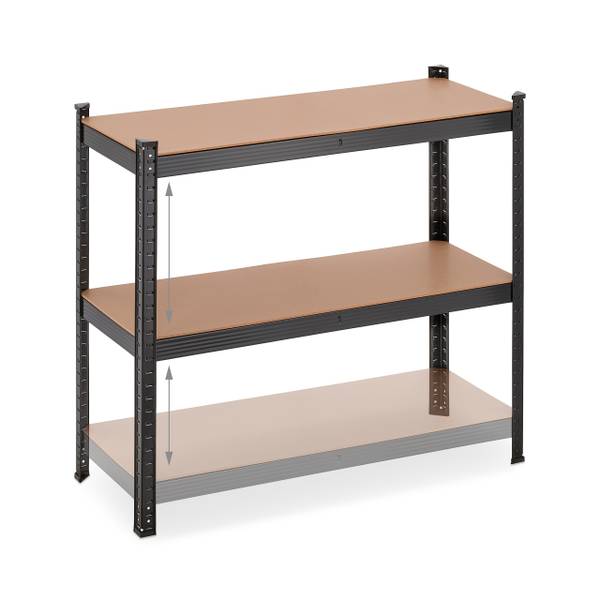 2x Schwarzes Schwerlastregal Schwarz - Braun - Stahl - 100 x 180 x 41 cm