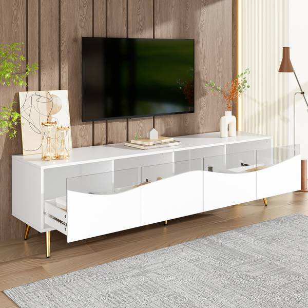 TV-meubel Astraios Ⅴ wit - plaatmateriaal op houtbasis - glas - 40 x 50 x 180 cm