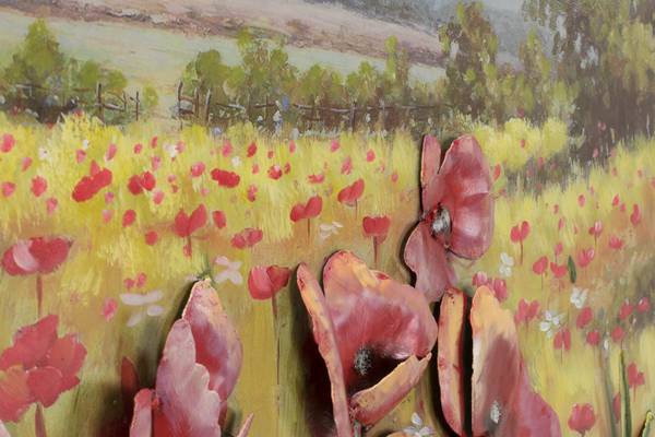 Metallbild Blüten Jec Grün - Rot - Metall - 120 x 60 x 6 cm