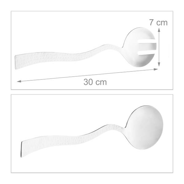 Salatschüssel mit Besteck Silber - Metall - 28 x 10 x 28 cm