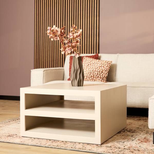 Couchtisch BRUSSEL Beige - Massivholz - 80 x 40 x 80 cm