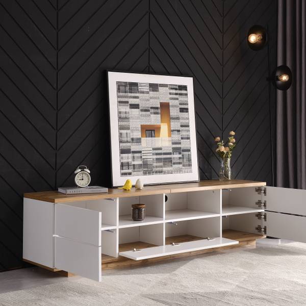 TV-laagplank LucyNatur Ⅱ beige - plaatmateriaal op houtbasis - 38 x 41 x 180 cm