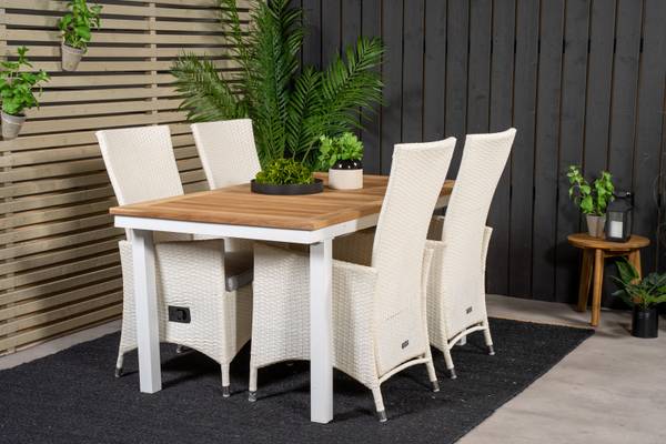 Gartenstuhl Padova 2er Set Weiß - Rattan - 63 x 110 x 69 cm