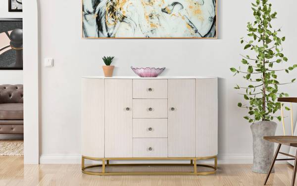 Kommode Montpellier A Beige - Metall - 120 x 85 x 40 cm