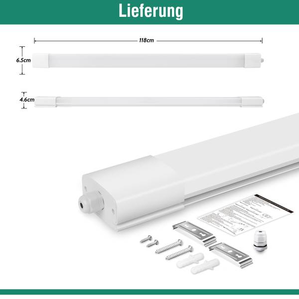 LED Deckenleuchte TR1535 3er-Set Weiß - Kunststoff - 7 x 5 x 120 cm