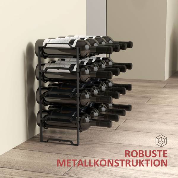 Wijnrek 801-382V00BK zwart - metaal - 17 x 41 x 43 cm