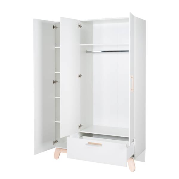Kleiderschrank Clara Weiß - Holzwerkstoff - 134 x 200 x 52 cm
