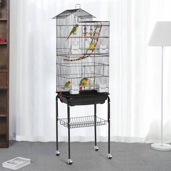 Vogelkäfig ARE94 Schwarz - Metall - 46 x 159 x 36 cm