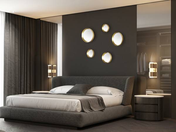 Dekospiegel Wand 5er SET Gold, Magnete Gold - Spiegelglas - 25 x 25 x 3 cm