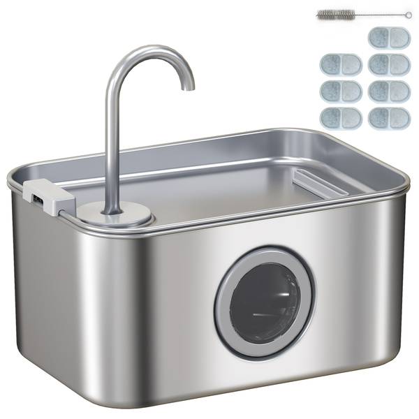 Katzenbrunnen D08-072V90SR Silber - Metall - 16 x 20 x 23 cm
