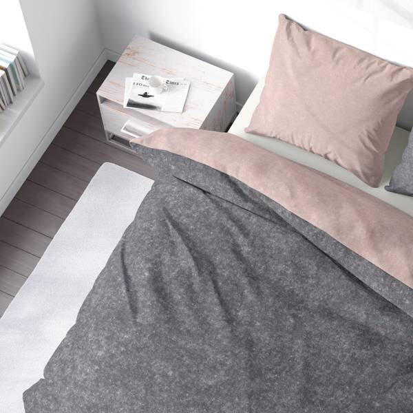 Wende Bettwäsche Rosa Anthrazit - Biber 135 x 200 cm