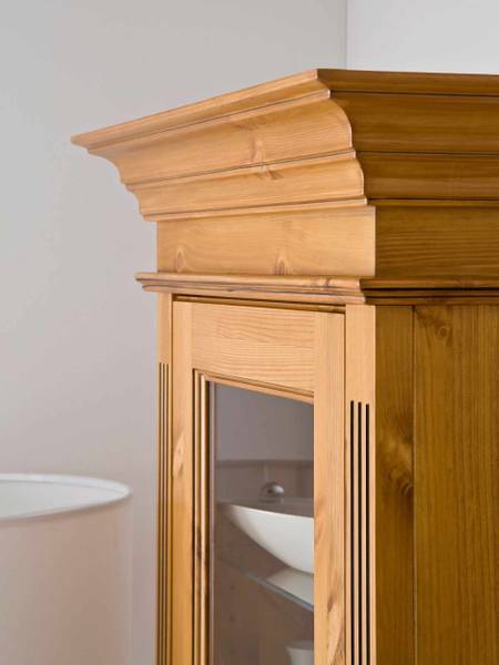 Glasvitrine Florenz Braun - Massivholz - 114 x 200 x 46 cm