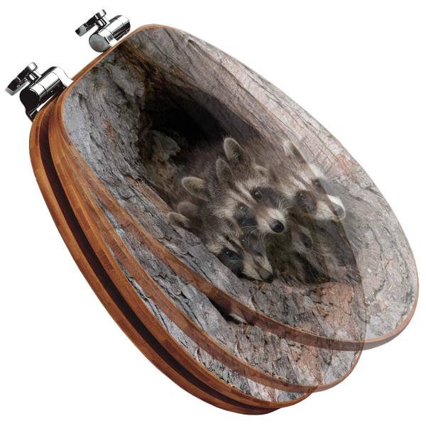 WC-Sitz mit Absenkautomatik Drei Waschbä Braun - Bambus - Holzwerkstoff - 38 x 5 x 49 cm