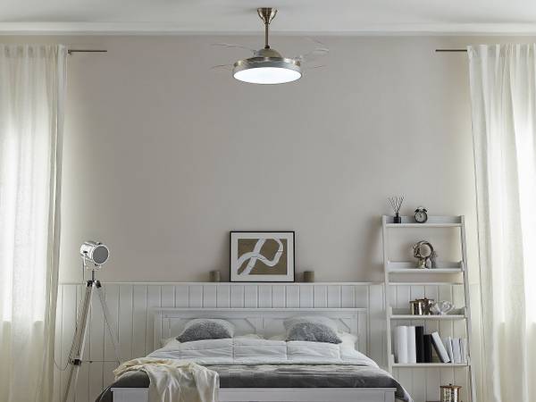 Deckenventilator mit Licht IBAR Silber - Weiß - Textil - 50 x 55 x 50 cm