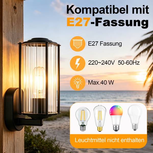 Außenwandleuchte BBVS Schwarz - Aluminium - 11 x 24 x 14 cm