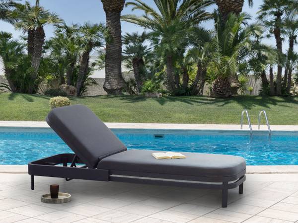 Gartenliege NETTUNO Grau - Metall - 65 x 33 x 194 cm
