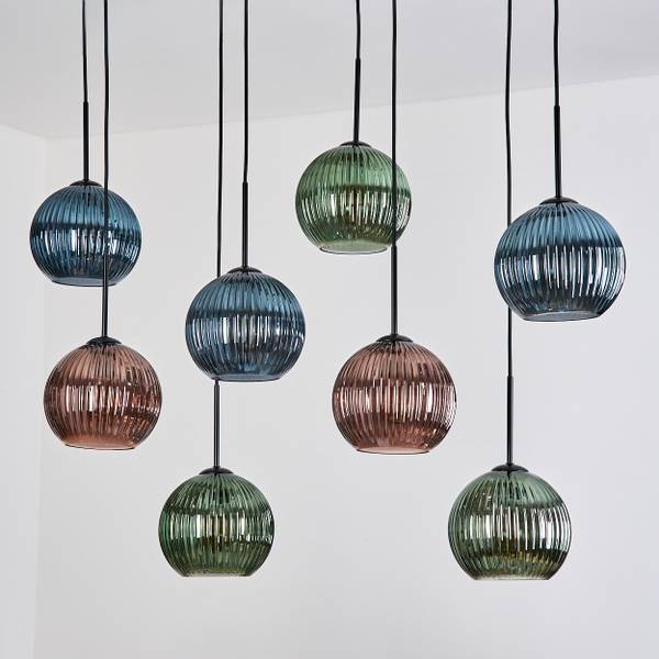 Pendelleuchte Cesaro Blau - Grün - Holzwerkstoff - Metall - Holz teilmassiv - 19 x 125 x 98 cm