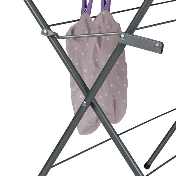 Wasrek inklapbaar 10,8 m drooglengte zwart - grijs - ijzer - 64 x 138 x 50 cm