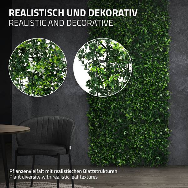 Kunstpflanzen Wandpaneel FOLIA-P 4er-Set Grün - Kunststoff - 50 x 50 x 8 cm