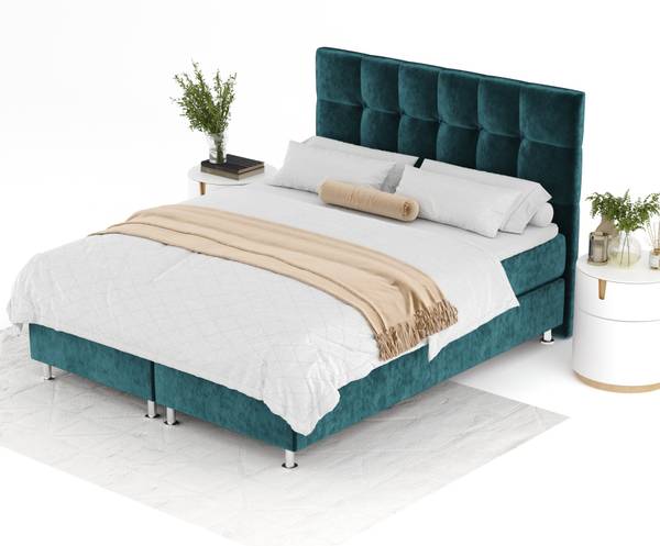 Lit boxspring Chanton Turquoise - Largeur de la surface de couchage : 200 cm