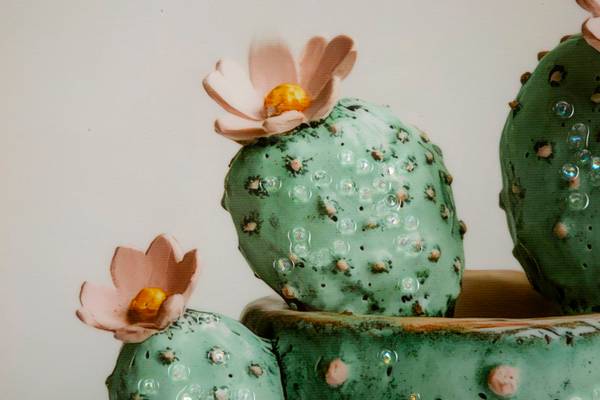 Peinture sur toile Vasetto Cactus C En partie en bois massif - 40 x 40 x 3 cm