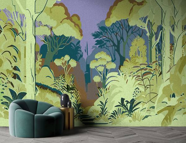 Fototapete Runa Walls by Patel Braun - Grün - Violett - Fleece - 400 x 270 x 1 cm
