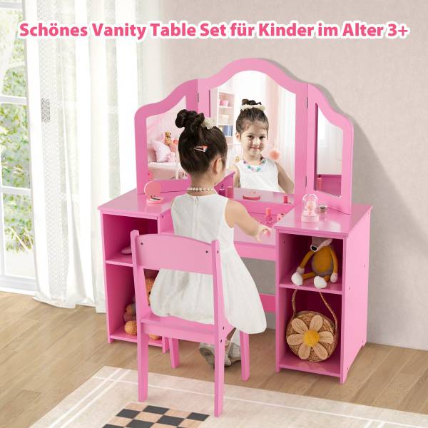 Kinder Schminktisch Set 40825196 Pink - Holzwerkstoff - 104 x 117 x 40 cm