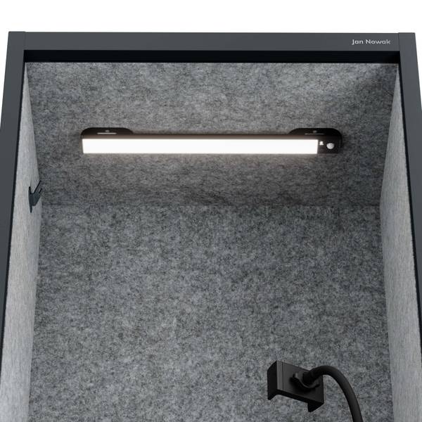 Akustikkabine Sally Schwarz - Grau - Metall - 60 x 185 x 40 cm