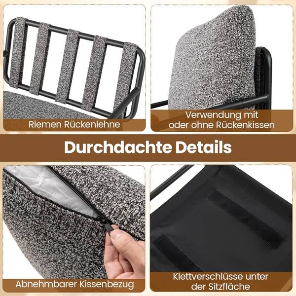 Polstersessel VH34906SDDE Grau - Metall - 71 x 86 x 61 cm
