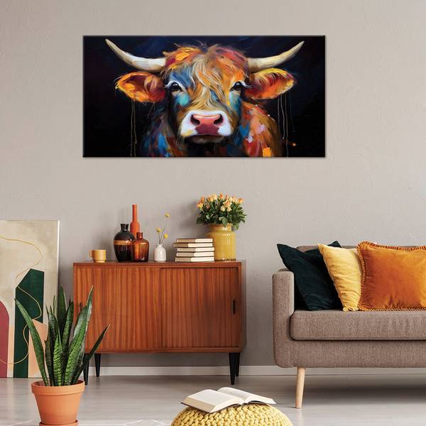 Tableau déco Vache 80 x 40 cm